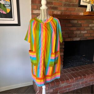 Vintage Keyloun New York Retro Striped Mumu Mini Dress Sz M/L